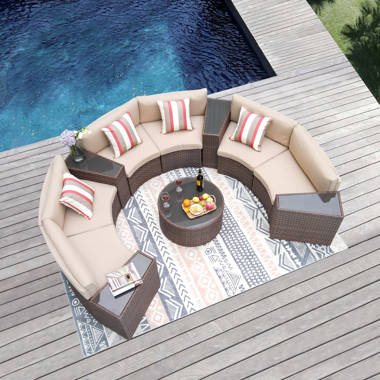 Latitude Run Wicker rattan 6 Person Seating Group With Cushions